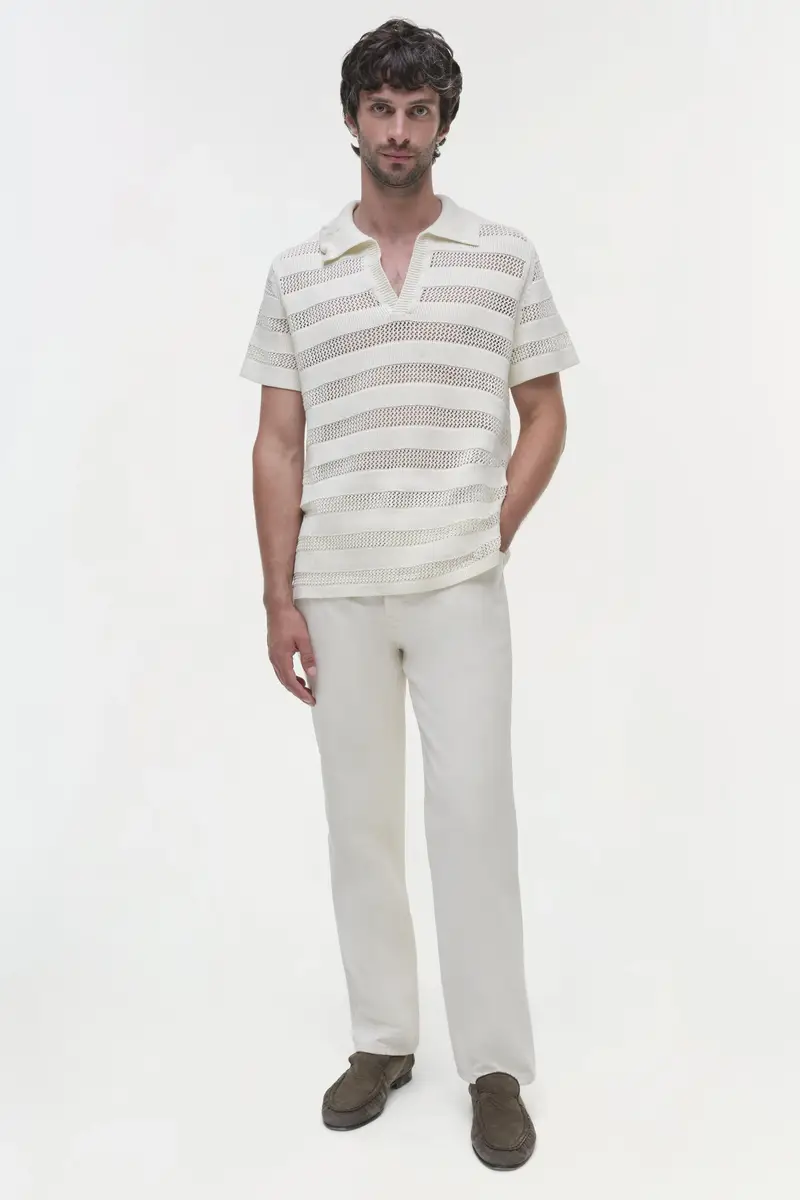 Simkhai Calvin Striped Mesh Polo | Thumbnail 2