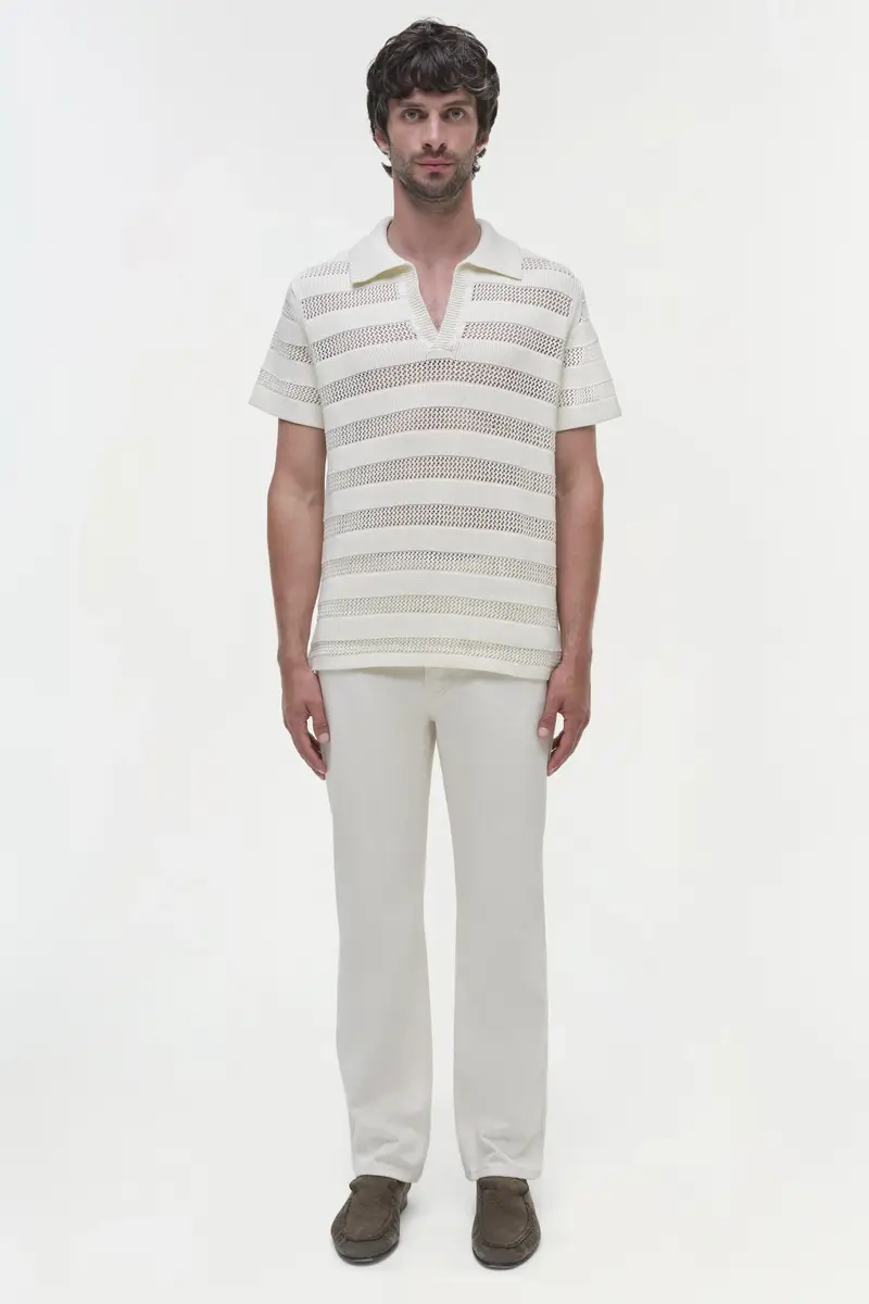 Simkhai Calvin Striped Mesh Polo | Thumbnail 6