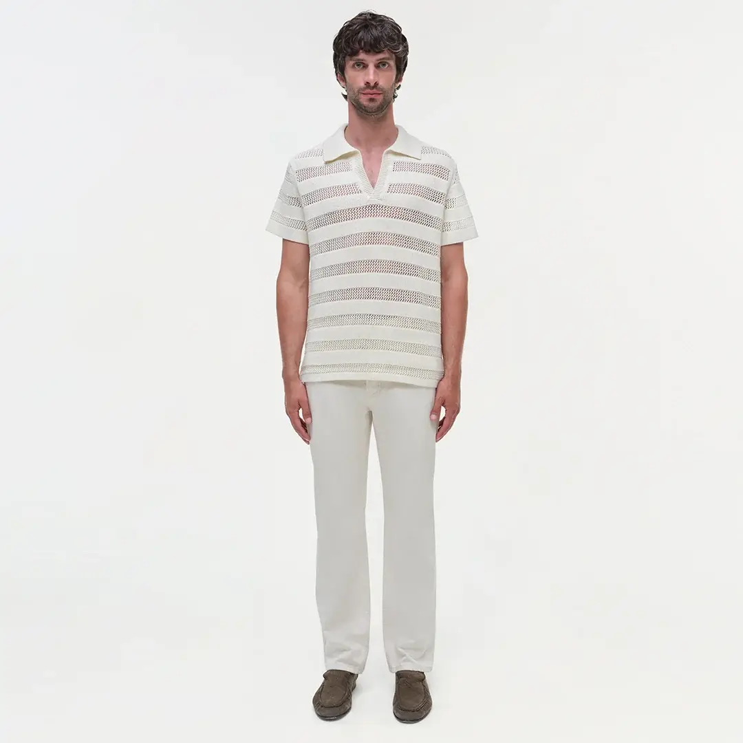 Simkhai Calvin Striped Mesh Polo | Thumbnail 7