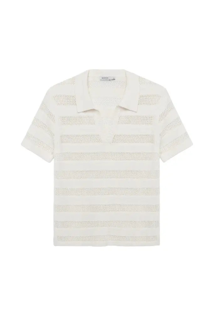 Simkhai Calvin Striped Mesh Polo