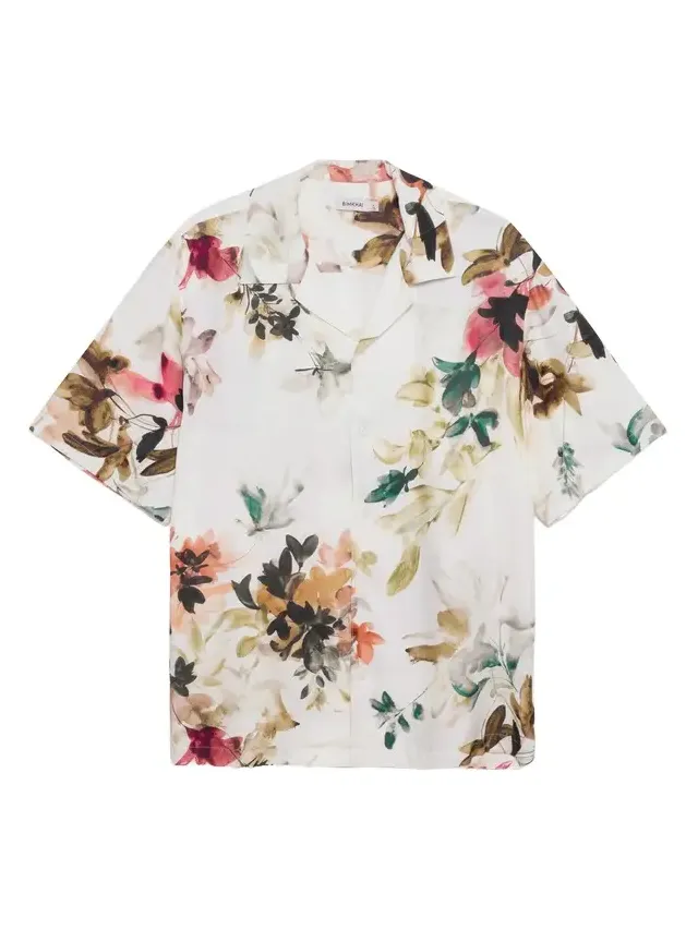 Casper Floral Printed Silk Shirt Casper Floral Printed Silk Shirt