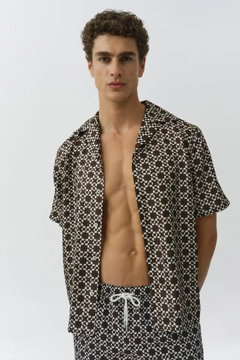 Simkhai Casper Printed Silk Shirt | Thumbnail 3 Simkhai Casper Printed Silk Shirt | Thumbnail 3