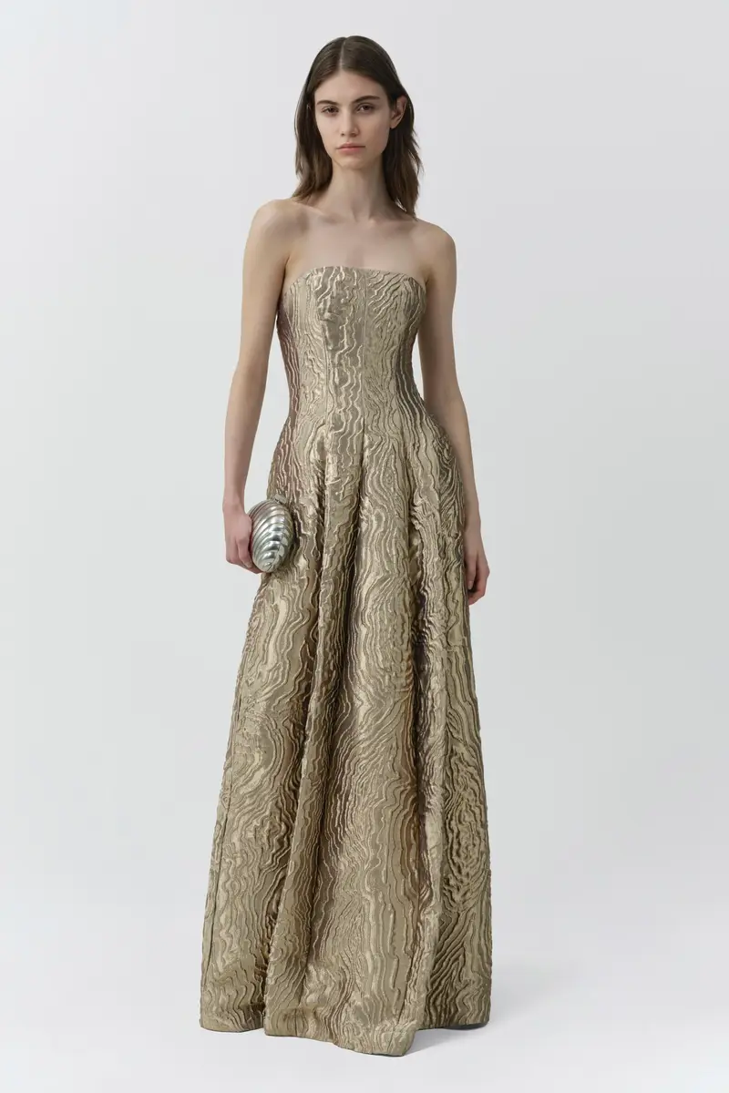 Simkhai Celeste Metallic Jacquard Gown | Thumbnail 2 Simkhai Celeste Metallic Jacquard Gown | Thumbnail 2