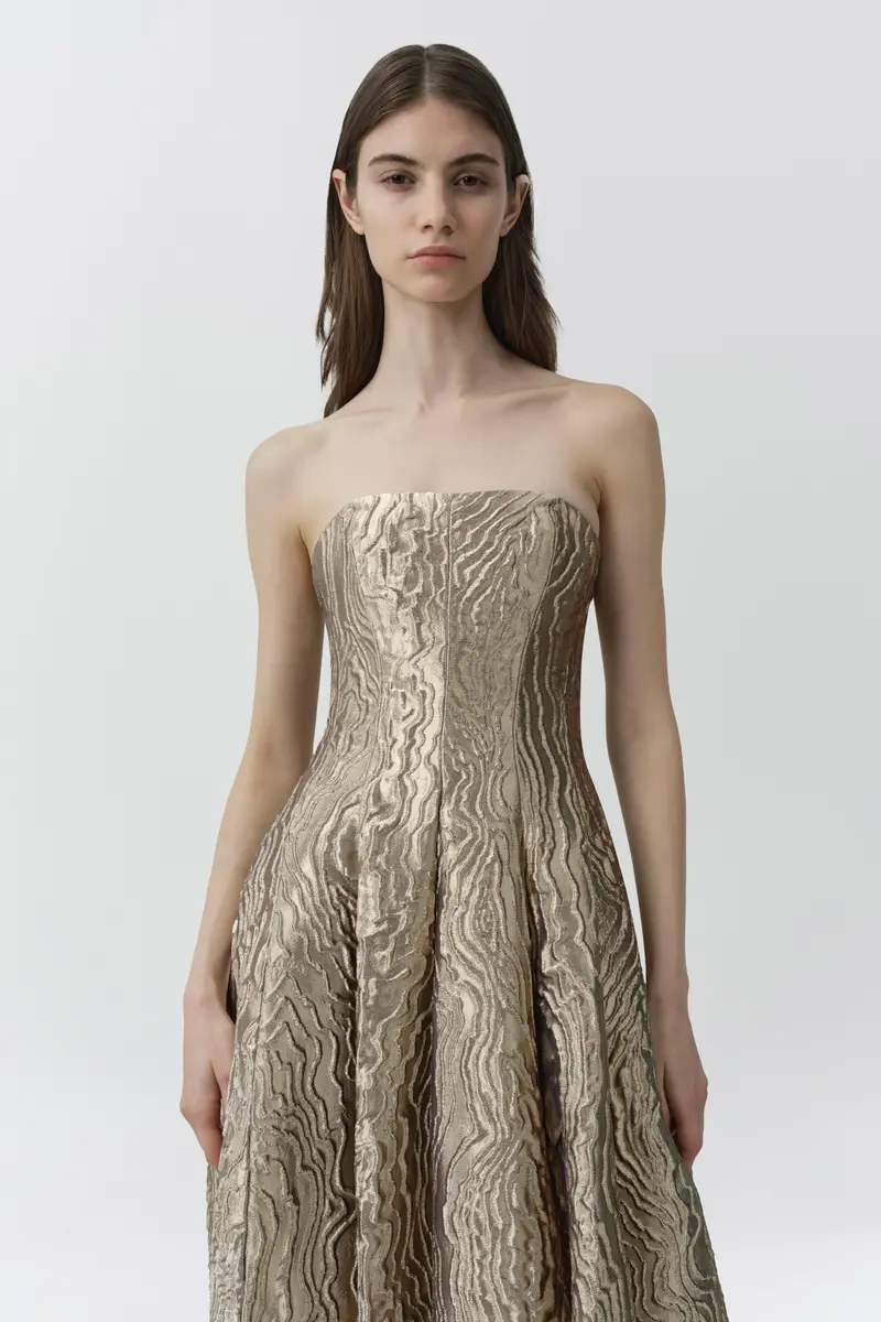 Simkhai Celeste Metallic Jacquard Gown | Thumbnail 3 Simkhai Celeste Metallic Jacquard Gown | Thumbnail 3