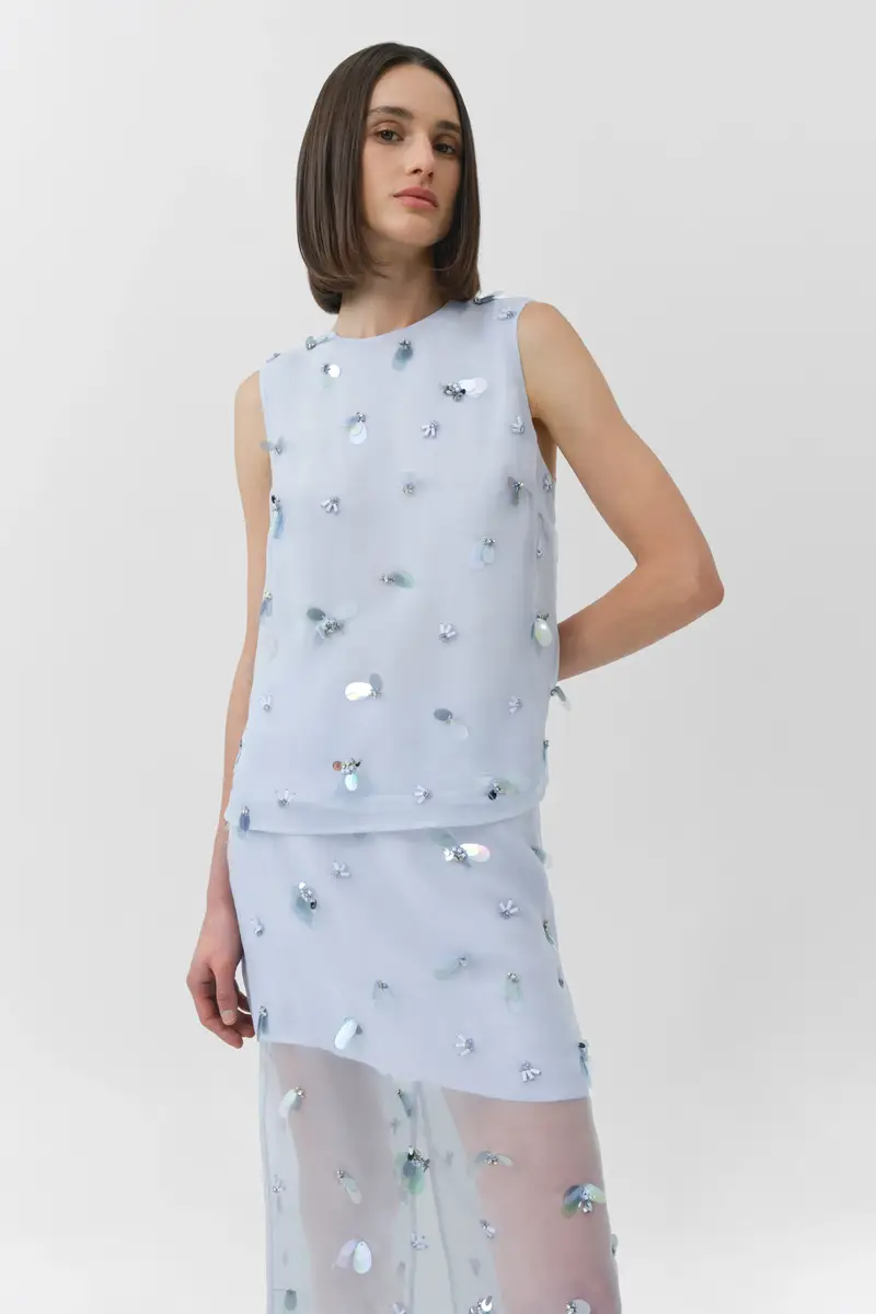 Simkhai Celia Embellished Organza Top | Thumbnail 3