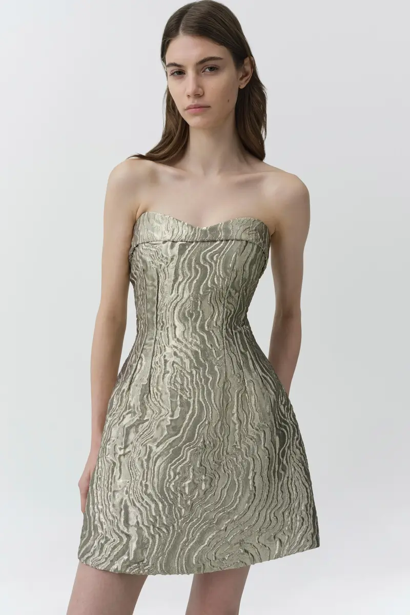 Simkhai Darcie Metallic Jacquard Mini Dress | Thumbnail 3 Simkhai Darcie Metallic Jacquard Mini Dress | Thumbnail 3