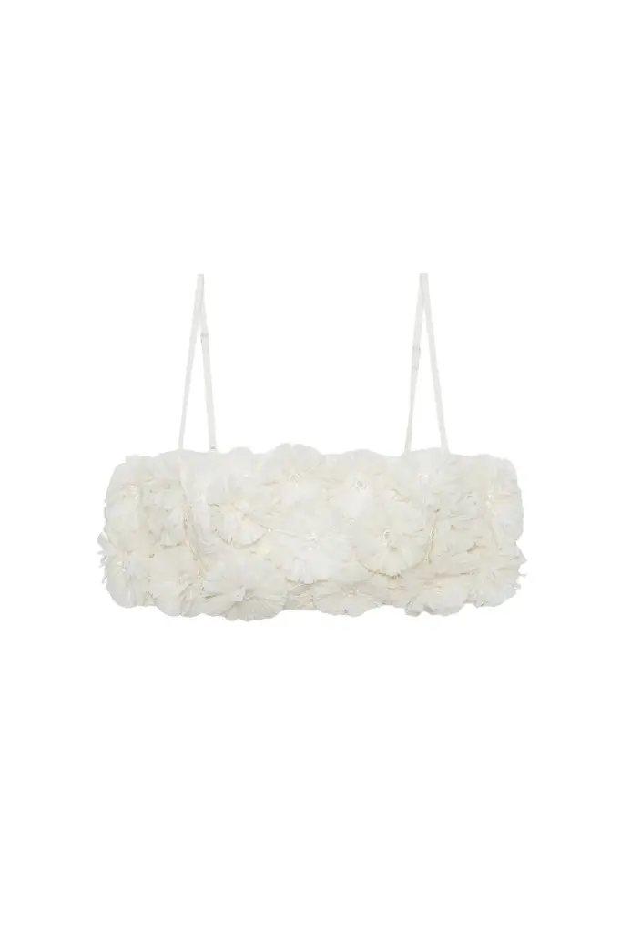 Simkhai Delia Floral Raffia Bra Top