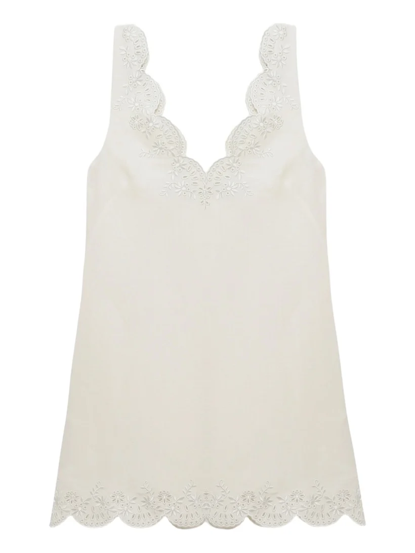 Edena Embroidered Linen Mini Dress