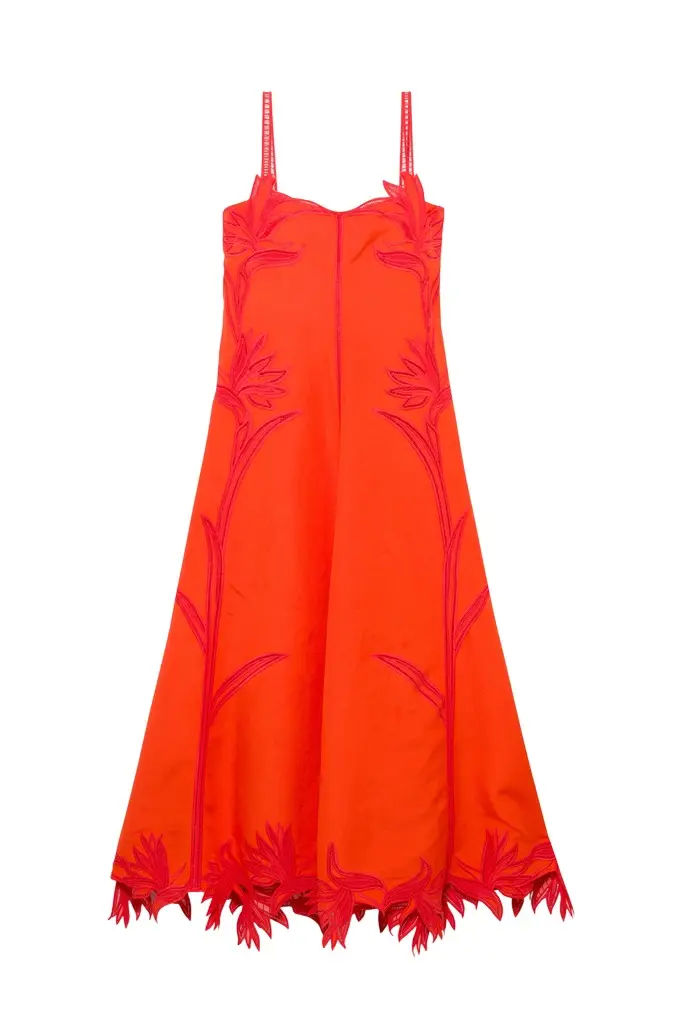Simkhai Ellery Embroidered Bustier Midi Dress