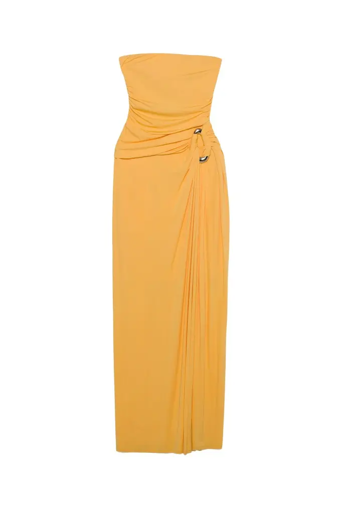 Simkhai Emma Strapless Draped Jersey Bustier Gown