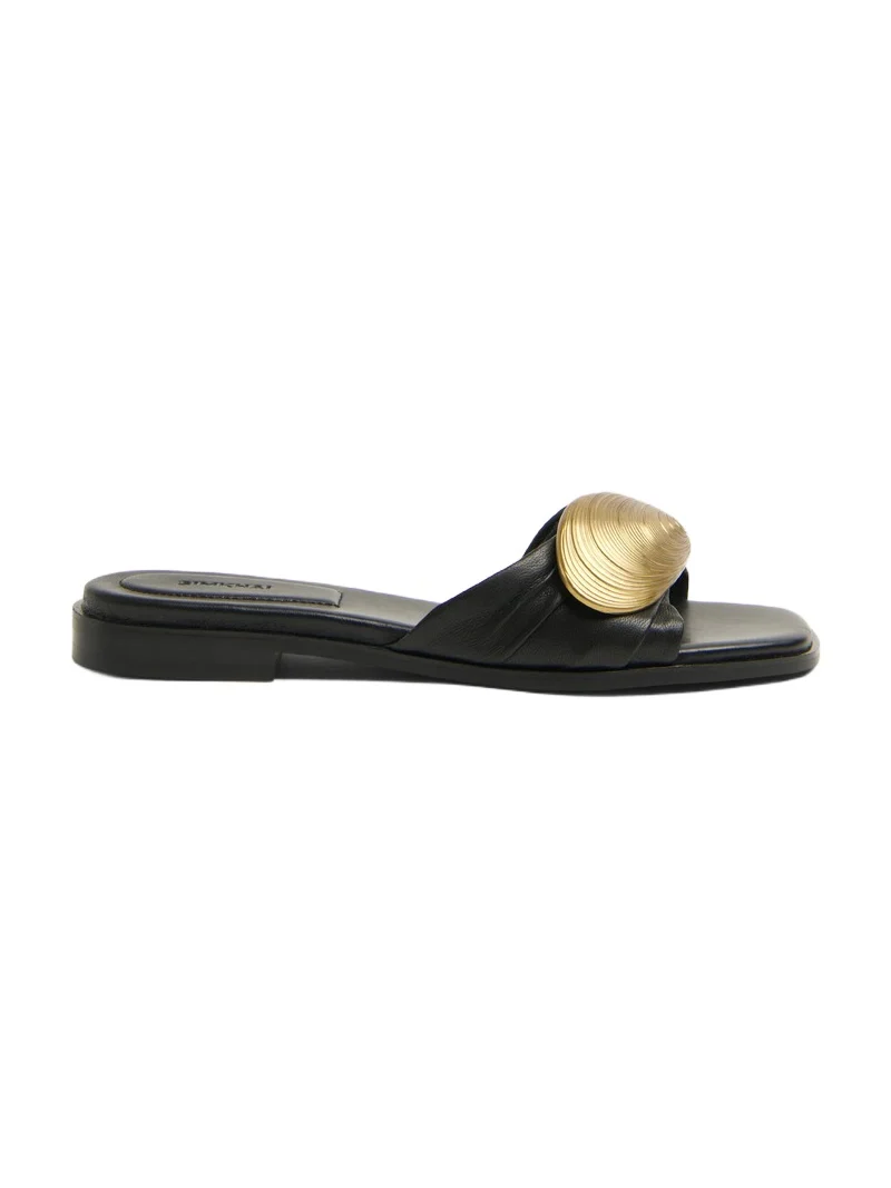 Simkhai Gigi Oyster Leather Flat Slide