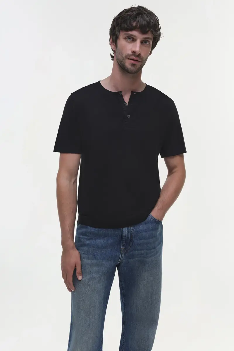 Simkhai Hayes Silk Linen Henley | Thumbnail 3 Simkhai Hayes Silk Linen Henley | Thumbnail 3