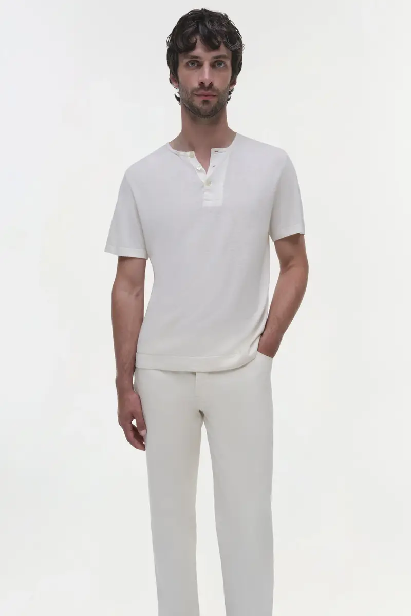 Simkhai Hayes Silk Linen Henley | Thumbnail 3 Simkhai Hayes Silk Linen Henley | Thumbnail 3