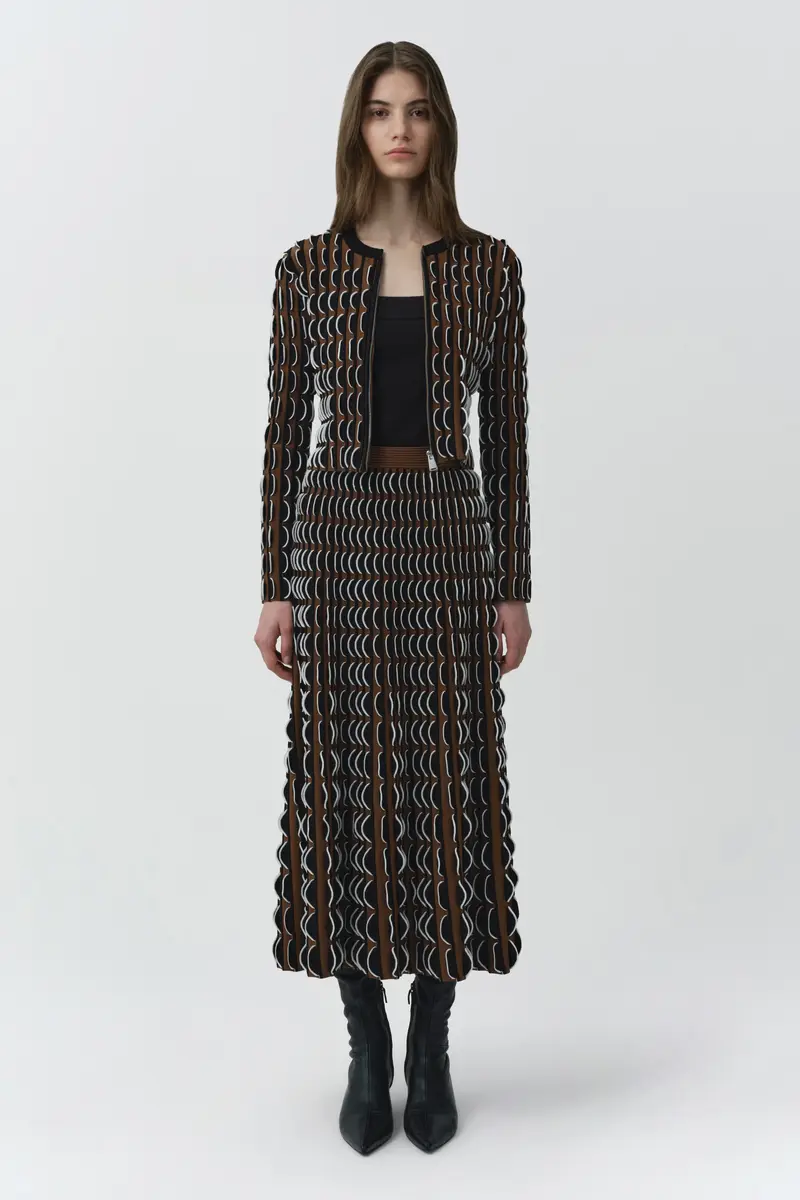 Simkhai Ike Scalloped Compact Knit Midi Skirt | Thumbnail 2 Simkhai Ike Scalloped Compact Knit Midi Skirt | Thumbnail 2