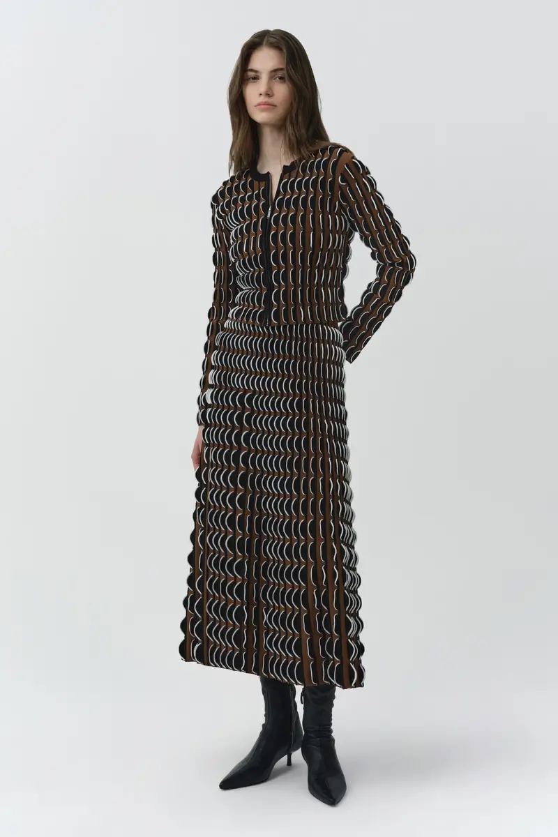 Simkhai Ike Scalloped Compact Knit Midi Skirt | Thumbnail 3 Simkhai Ike Scalloped Compact Knit Midi Skirt | Thumbnail 3