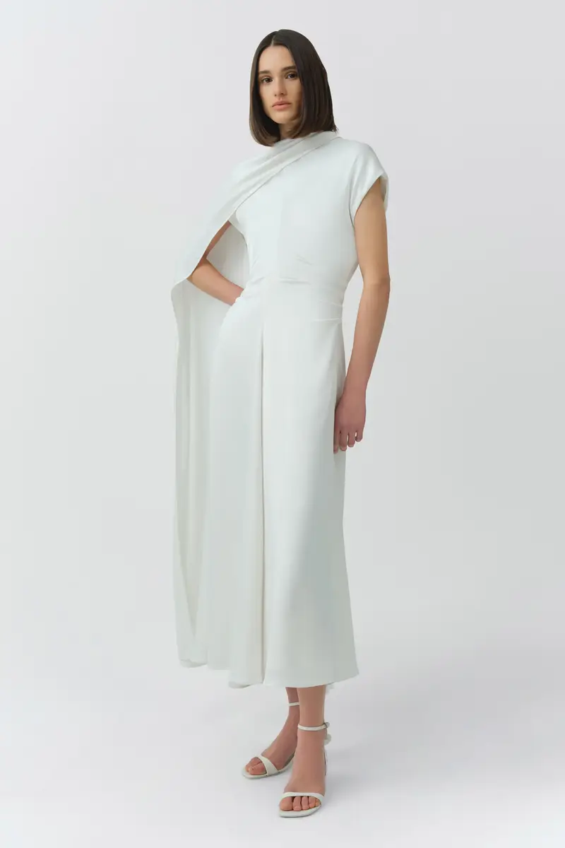 Simkhai Jacka Satin Cape Midi Dress | Thumbnail 4 Simkhai Jacka Satin Cape Midi Dress | Thumbnail 4