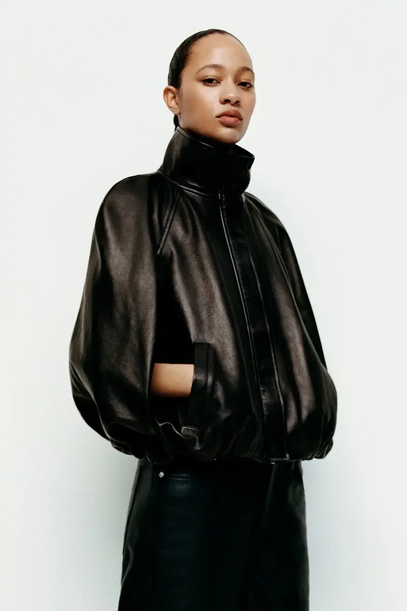 Simkhai Jada Leather Cape Jacket | Thumbnail 2