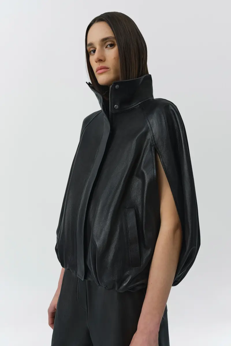 Simkhai Jada Leather Cape Jacket | Thumbnail 4