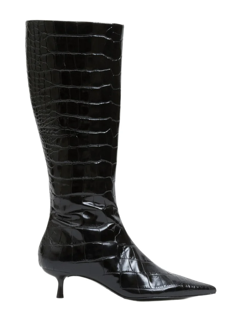 Janine Croc-Embossed Leather Knee High Boot Janine Croc-Embossed Leather Knee High Boot