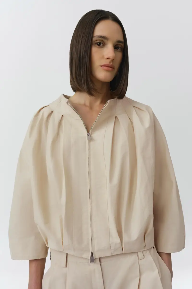 Simkhai Jess Pleated Cotton Faille Jacket | Thumbnail 3 Simkhai Jess Pleated Cotton Faille Jacket | Thumbnail 3