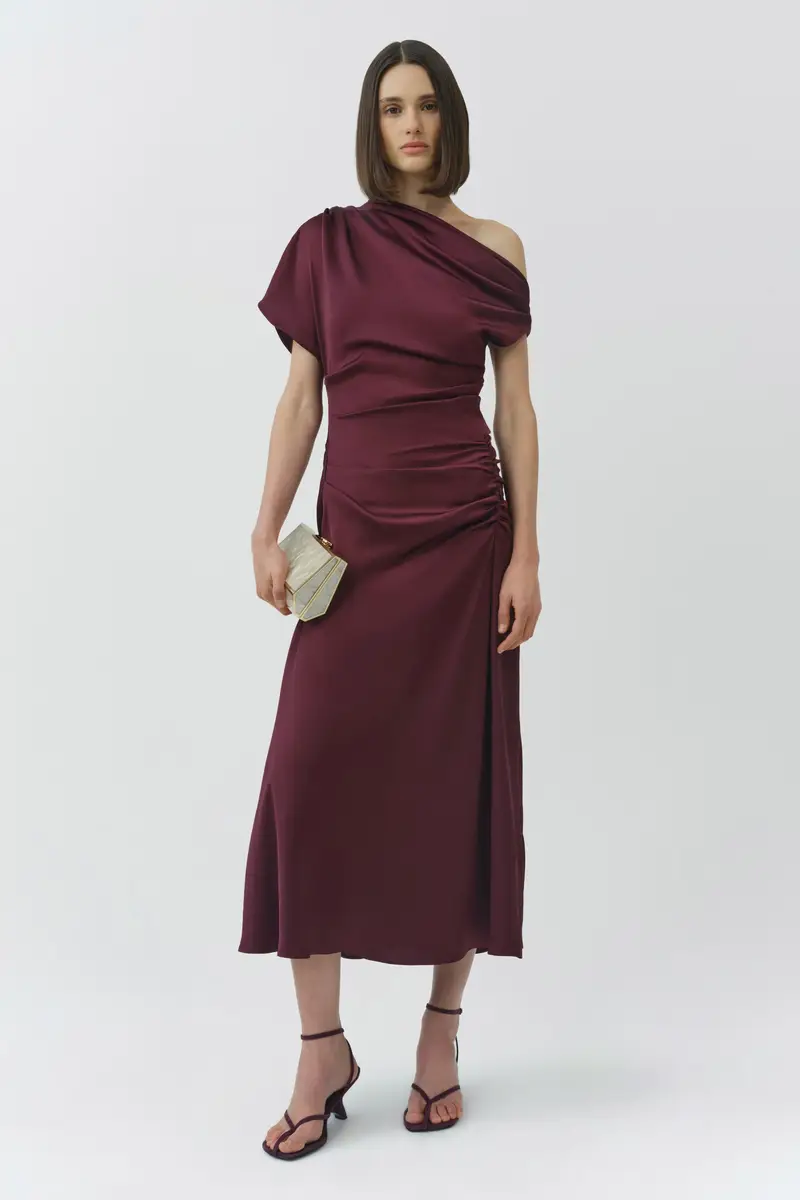 Simkhai Joanna Off Shoulder Satin Midi Dress | Thumbnail 2 Simkhai Joanna Off Shoulder Satin Midi Dress | Thumbnail 2