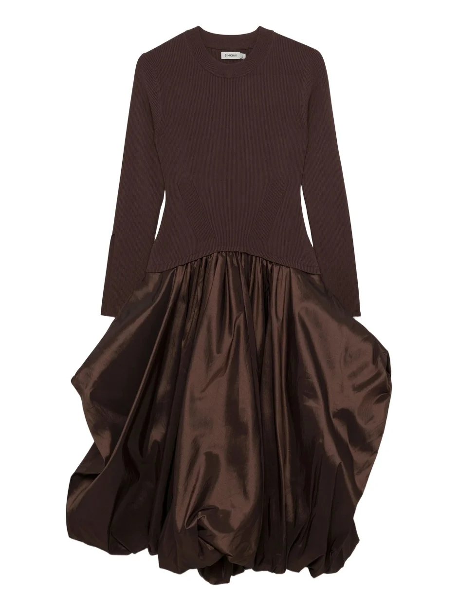 Kenlie Taffeta Knit Midi Dress