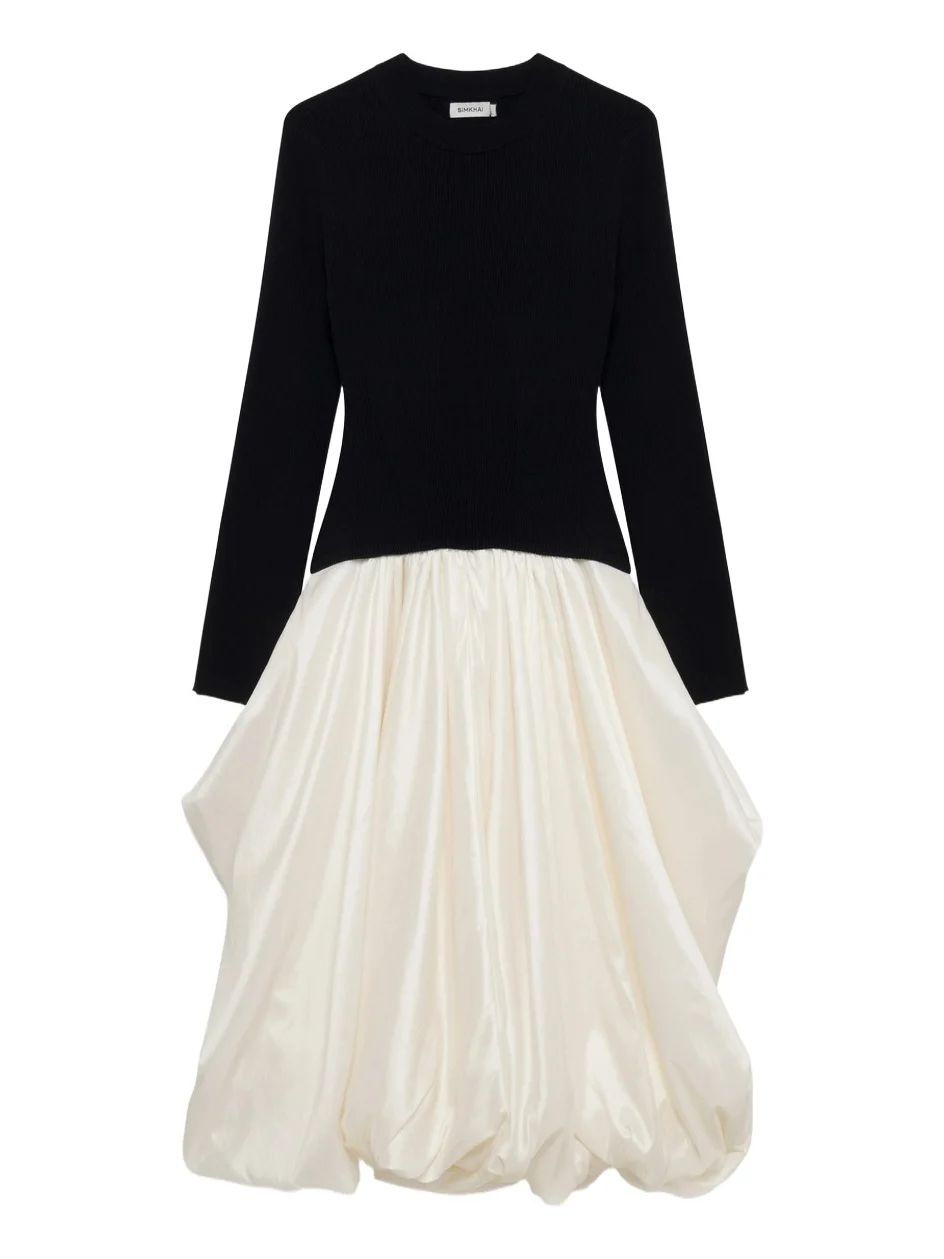 Kenlie Taffeta Knit Midi Dress Kenlie Taffeta Knit Midi Dress