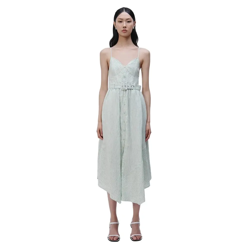 Simkhai Leighton Striped Linen Midi Dress