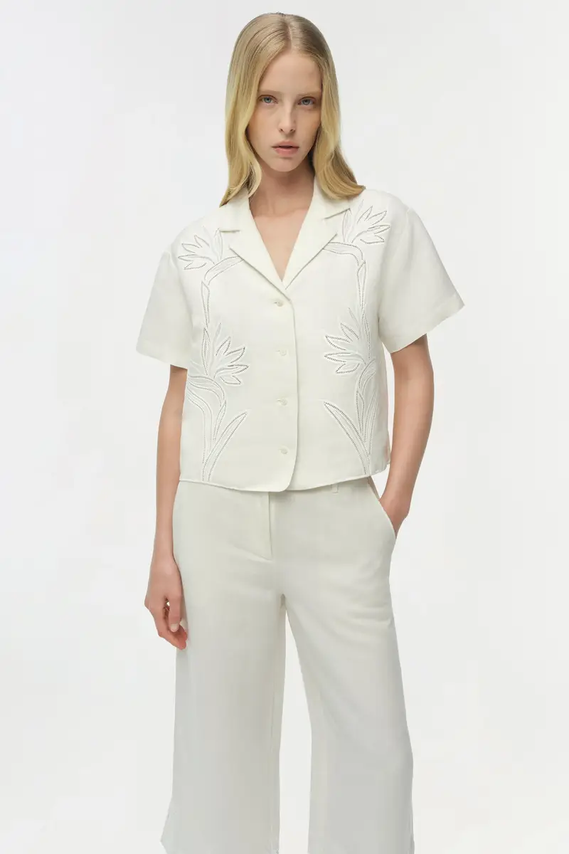 Simkhai Louisa Embroidered Camp Shirt | Thumbnail 3 Simkhai Louisa Embroidered Camp Shirt | Thumbnail 3