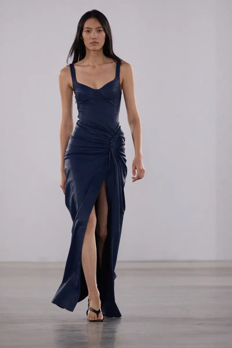 Simkhai Lyle Draped Leather Dress | Thumbnail 2