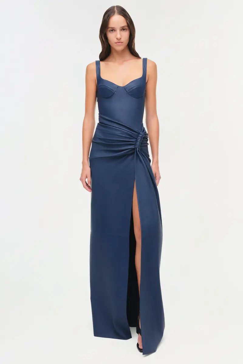 Simkhai Lyle Draped Leather Dress | Thumbnail 3