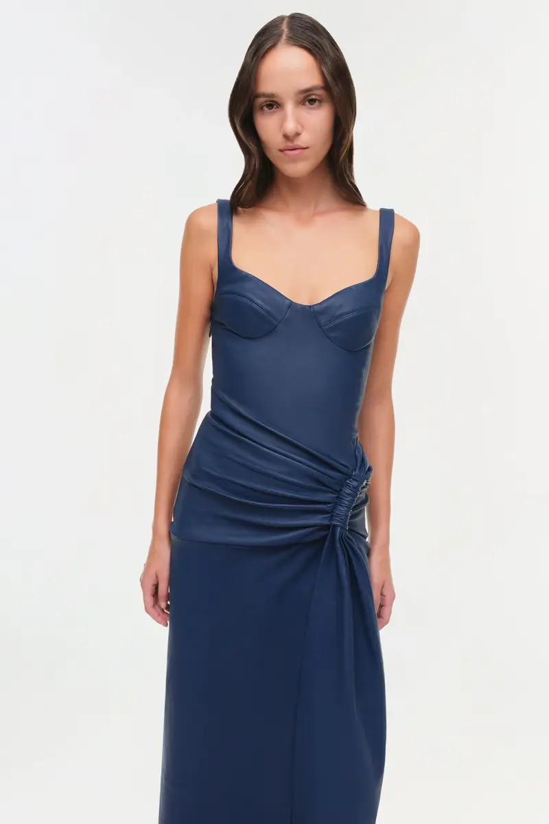 Simkhai Lyle Draped Leather Dress | Thumbnail 4