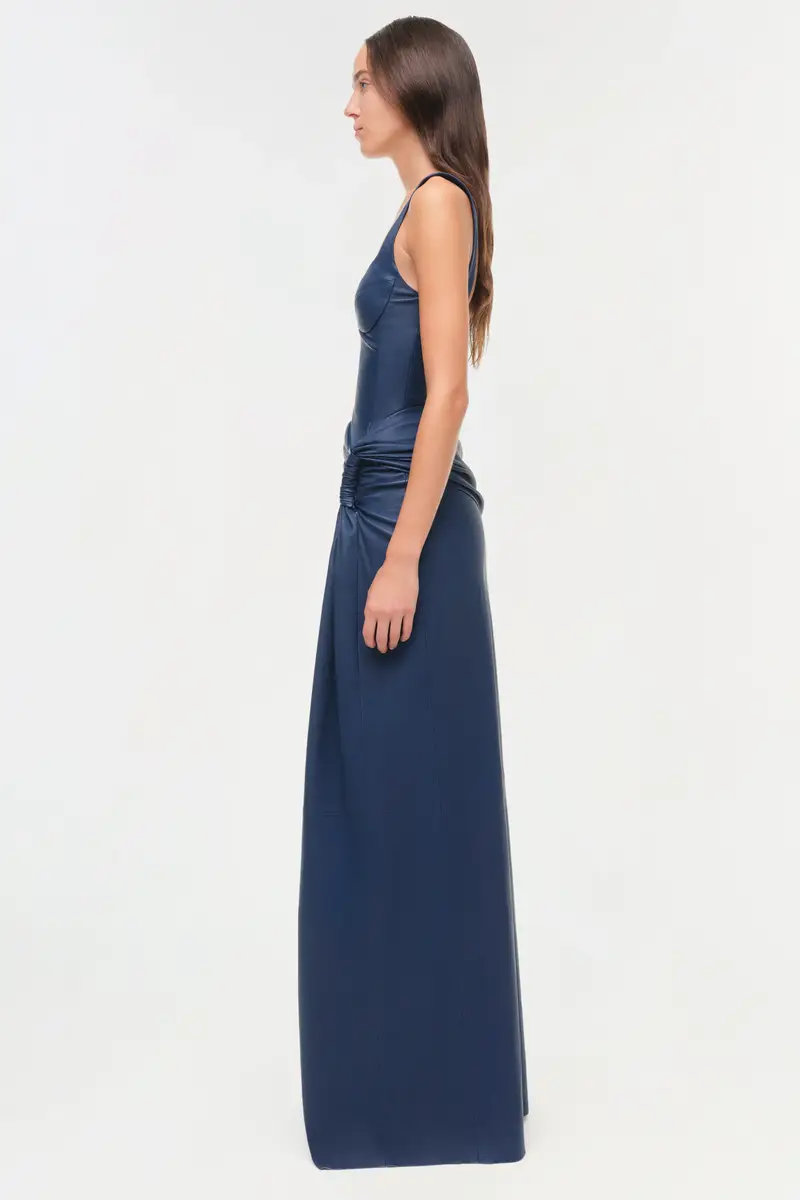 Simkhai Lyle Draped Leather Dress | Thumbnail 5