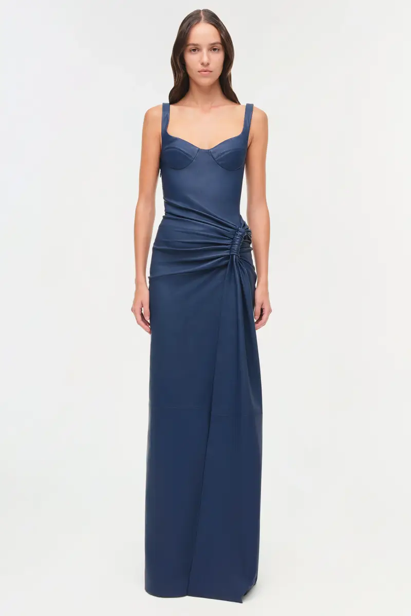 Simkhai Lyle Draped Leather Dress | Thumbnail 7