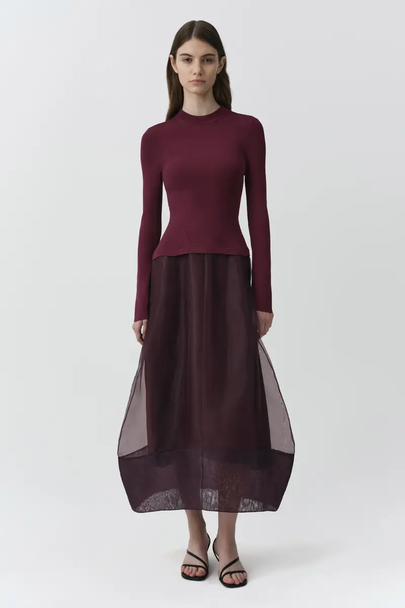 Simkhai Maril Knit Organza Midi Dress | Thumbnail 2 Simkhai Maril Knit Organza Midi Dress | Thumbnail 2