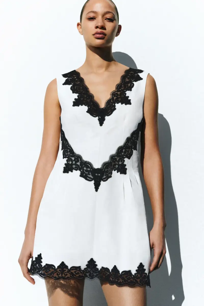 Simkhai Minna Cotton Faille Lace Mini Dress | Thumbnail 2