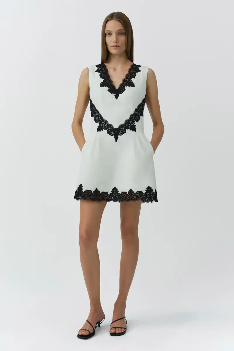 Simkhai Minna Cotton Faille Lace Mini Dress | Thumbnail 3
