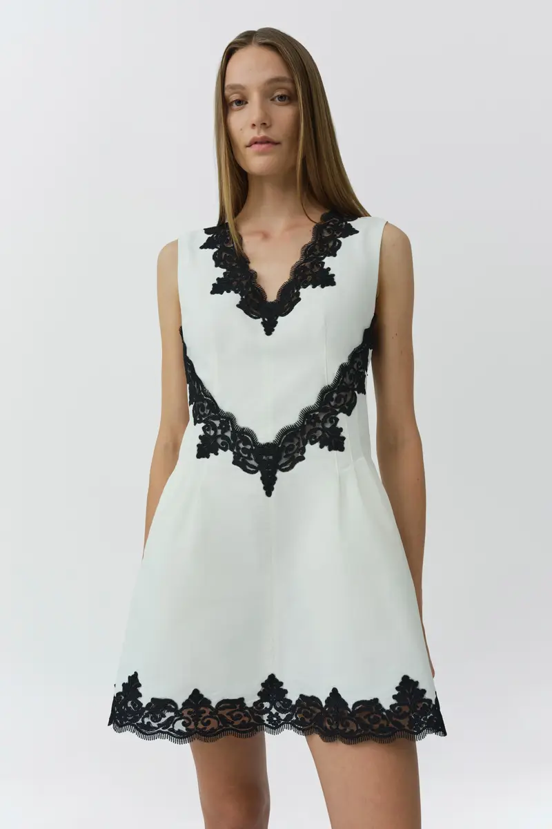 Simkhai Minna Cotton Faille Lace Mini Dress | Thumbnail 4