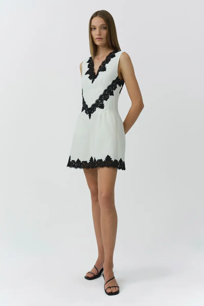 Simkhai Minna Cotton Faille Lace Mini Dress | Thumbnail 5