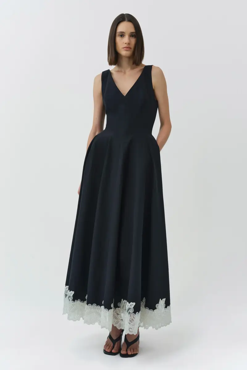 Simkhai Mira Cotton Faille Lace Midi Dress | Thumbnail 3 Simkhai Mira Cotton Faille Lace Midi Dress | Thumbnail 3