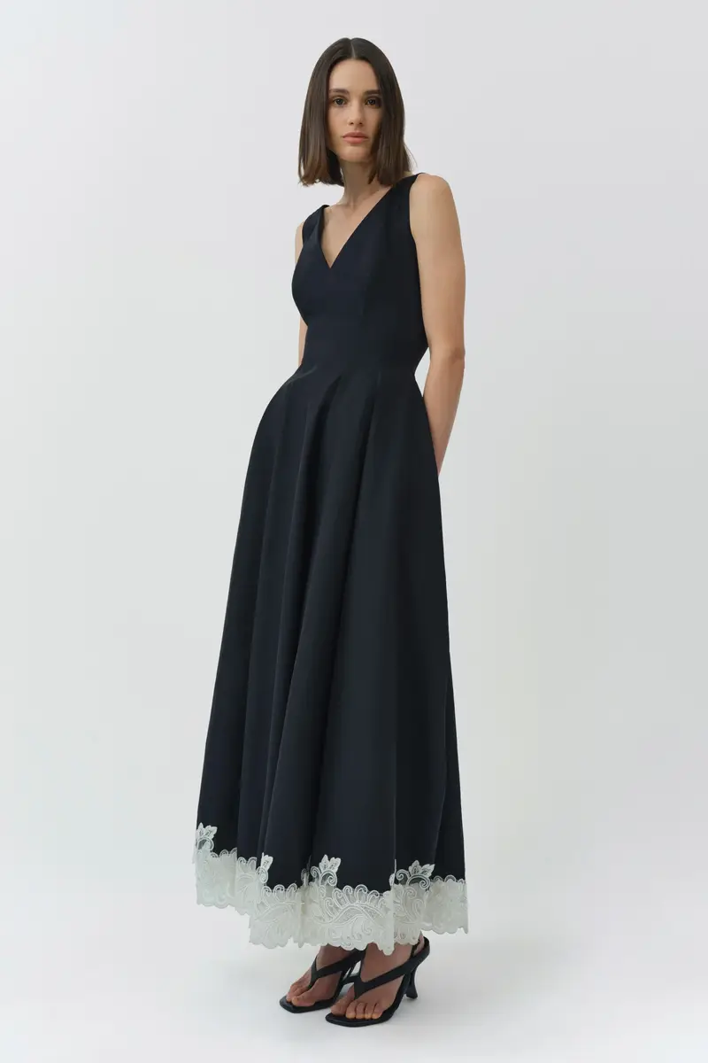 Simkhai Mira Cotton Faille Lace Midi Dress | Thumbnail 5 Simkhai Mira Cotton Faille Lace Midi Dress | Thumbnail 5