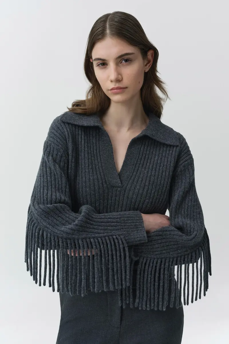 Simkhai Natalia Collared Fringe Sweater | Thumbnail 3 Simkhai Natalia Collared Fringe Sweater | Thumbnail 3