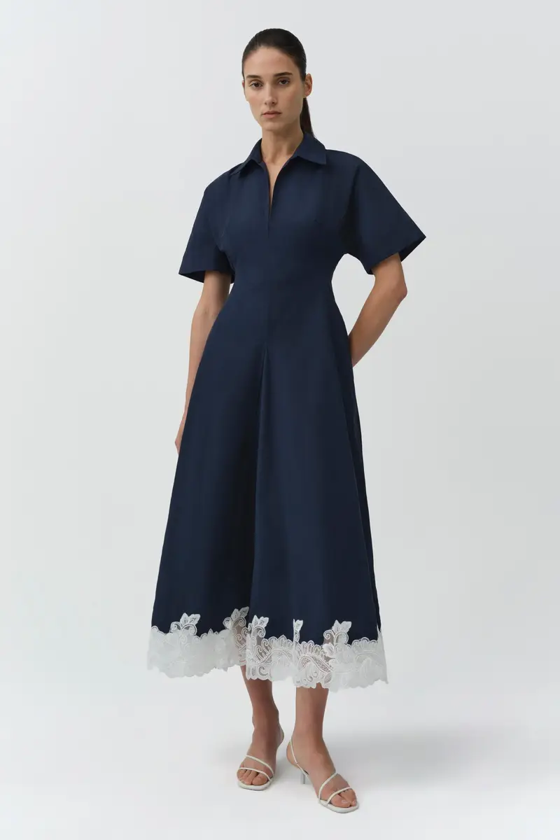 Simkhai Nerris Cotton Faille Lace Midi Dress | Thumbnail 2 Simkhai Nerris Cotton Faille Lace Midi Dress | Thumbnail 2