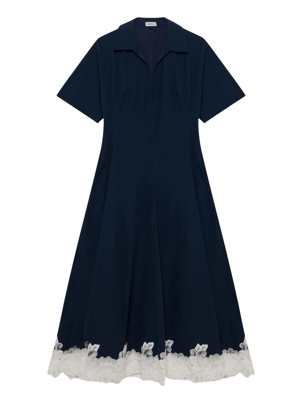 Nerris Cotton Faille Lace Midi Dress