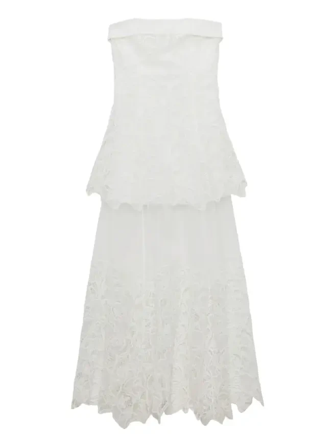 Rennis Embroidered Organza Bustier Gown