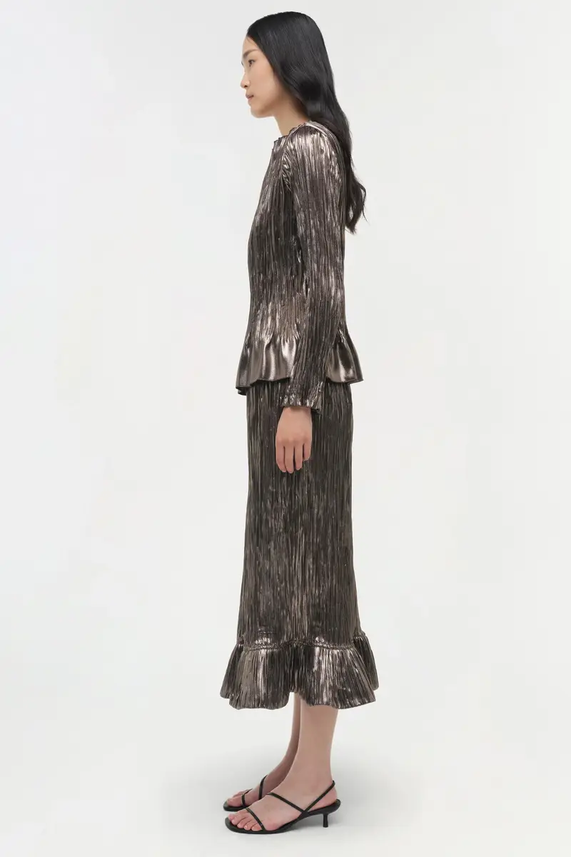 Simkhai Roan Metallic Plisse Midi Skirt | Thumbnail 4 Simkhai Roan Metallic Plisse Midi Skirt | Thumbnail 4