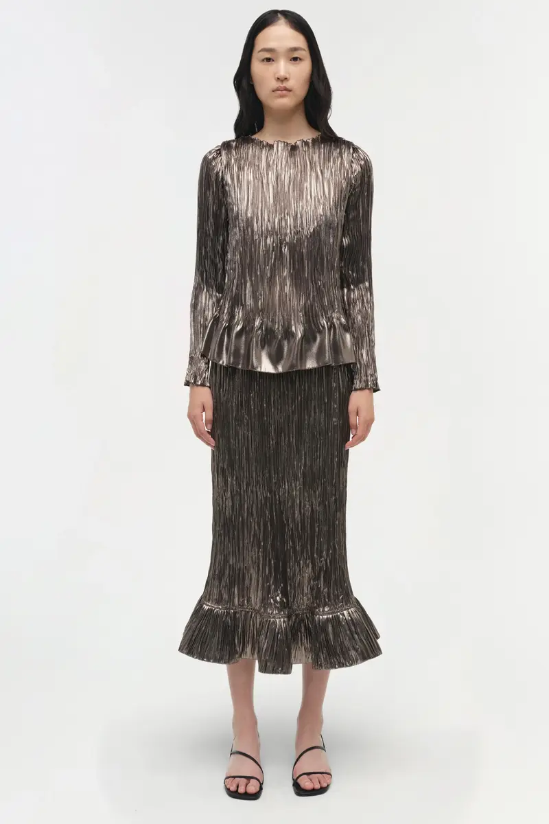 Simkhai Roan Metallic Plisse Midi Skirt | Thumbnail 6 Simkhai Roan Metallic Plisse Midi Skirt | Thumbnail 6