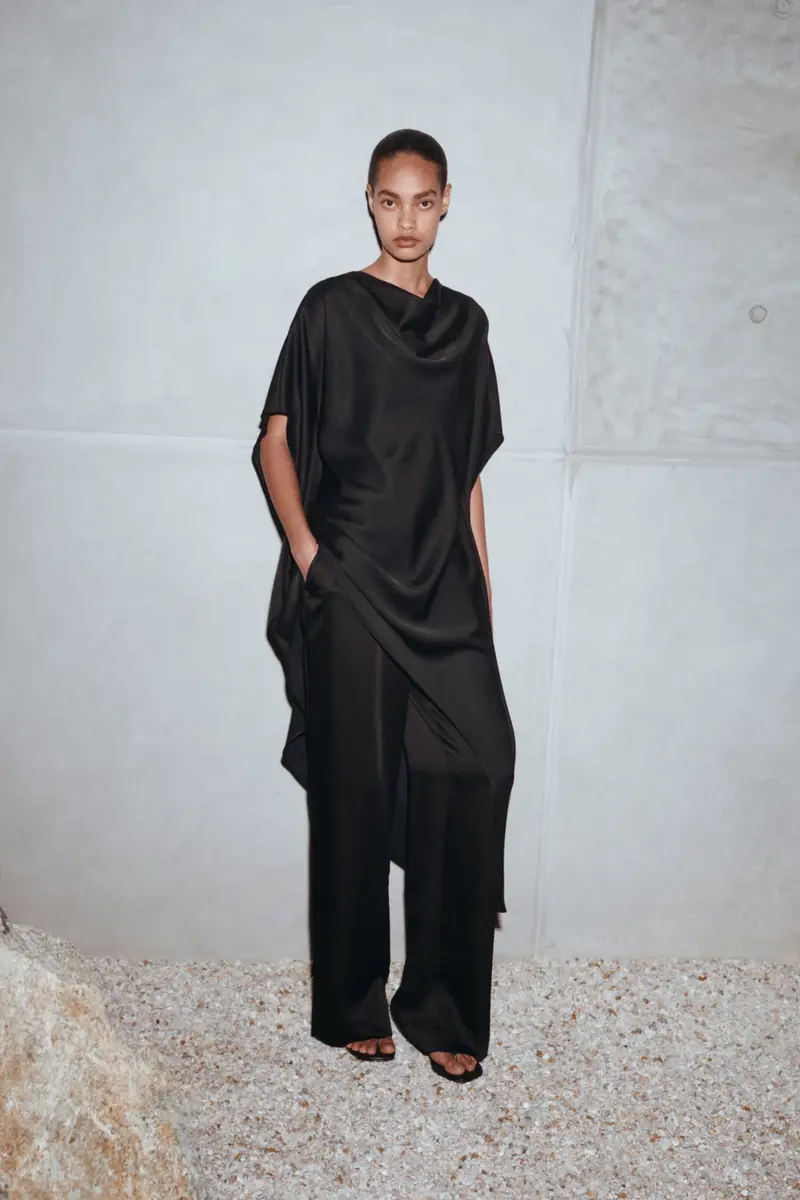 Simkhai Sadia Satin Mini Cape Dress | Thumbnail 2