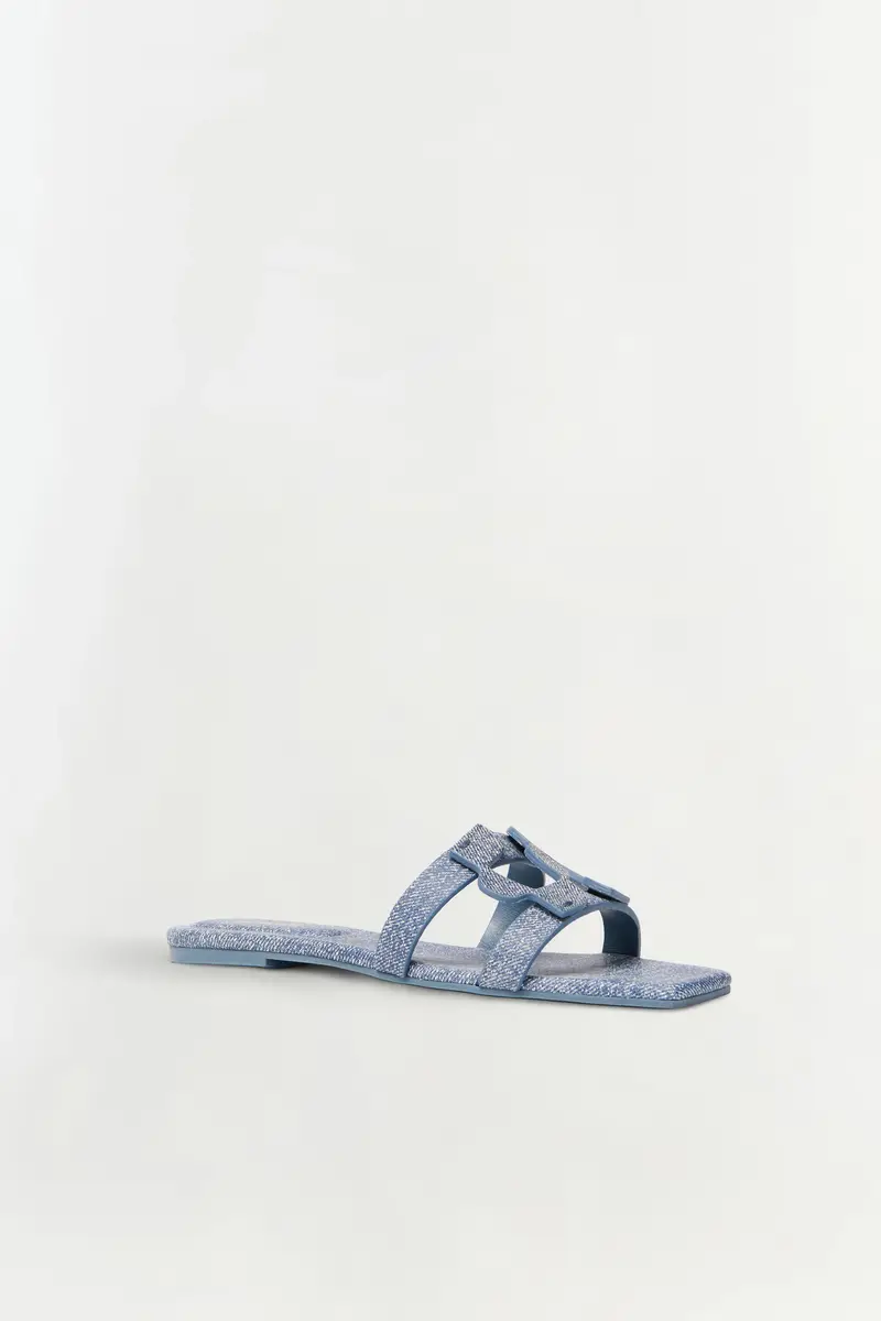 Simkhai Simkhai Monogram Denim Leather Flat Slide | Thumbnail 2 Simkhai Simkhai Monogram Denim Leather Flat Slide | Thumbnail 2