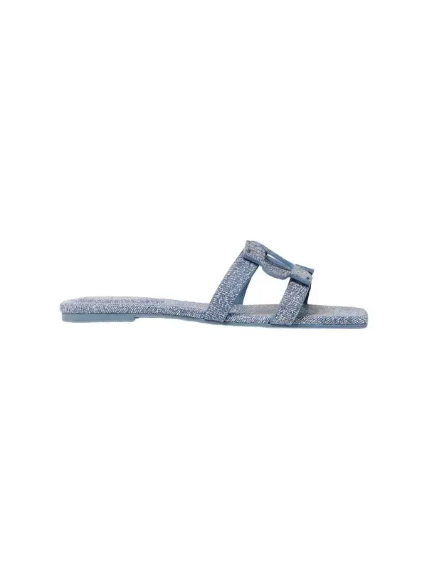 Simkhai Simkhai Monogram Denim Leather Flat Slide